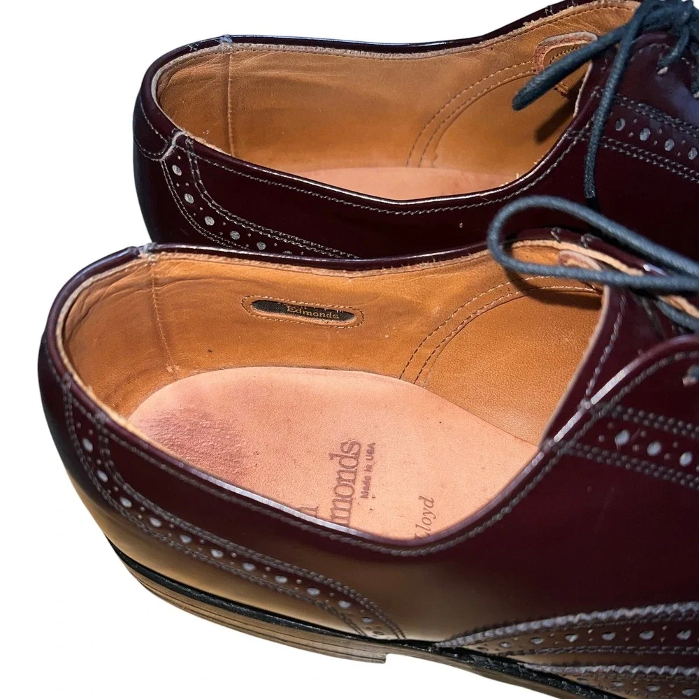 Allen Edmonds Lloyd Wingtip Oxford Mens 12 Burgundy Leather Brogue Dress Shoes